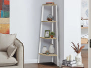 TAI 4 Tier Wooden Corner Bookshelf - OAK+WHITE