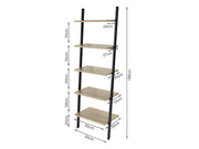 Tuz 5 Tier Wooden Ladder Bookshelf - Oak