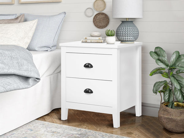 Congo Bedside Table with 2 Drawers - White