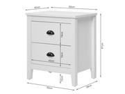 Congo Bedside Table with 2 Drawers - White