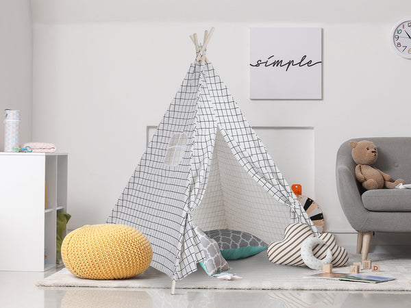 Leni Kids Teepee Kid Play Tent - Grids Pattern