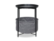 Jaylin Round Side Table Coffee Table with Storage - Black