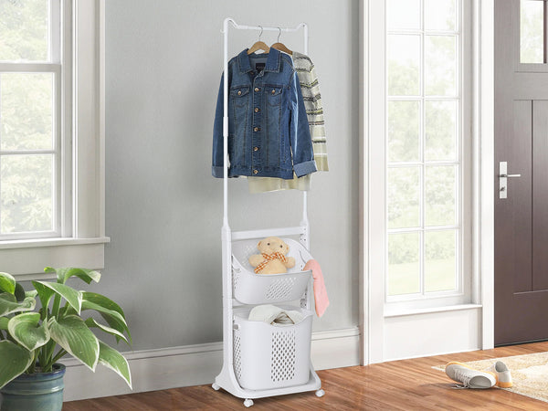Starry Clothes Rack With Laundry Basket