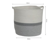 Cotton Rope Basket - White + Grey