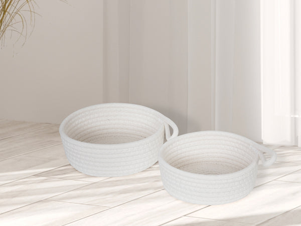 Cotton Rope Basket - Set of 2 - White