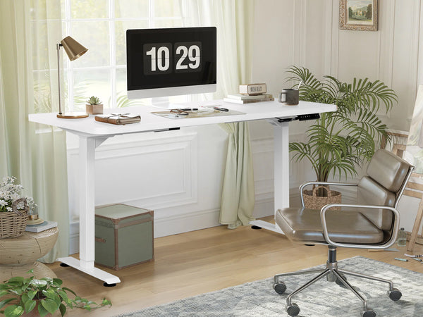 BENNIE 160CM Dual Motor Electric Standing Desk - WHITE