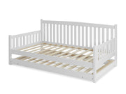 HERBERT Single Wooden Trundle Bed Frame - WHITE