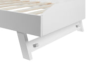 HOBSON Single Wooden Trundle Bed Frame - WHITE