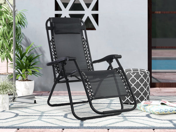 Outdoor Camping Chair Sun Lounger - Black