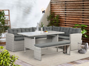 ARIZONA Outdoor Rattan Corner Dining Set 4PCS - Grey