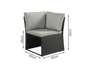 Arcadia 8 Piece Outdoor Rattan Corner Dining Set - Grey