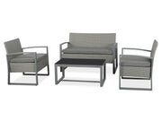 Hatton 4 Piece Metal Outdoor Sofa Set - Grey