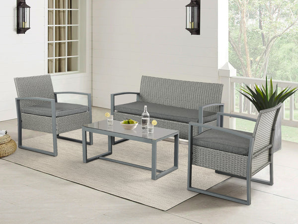 Hatton 4 Piece Metal Outdoor Sofa Set - Grey