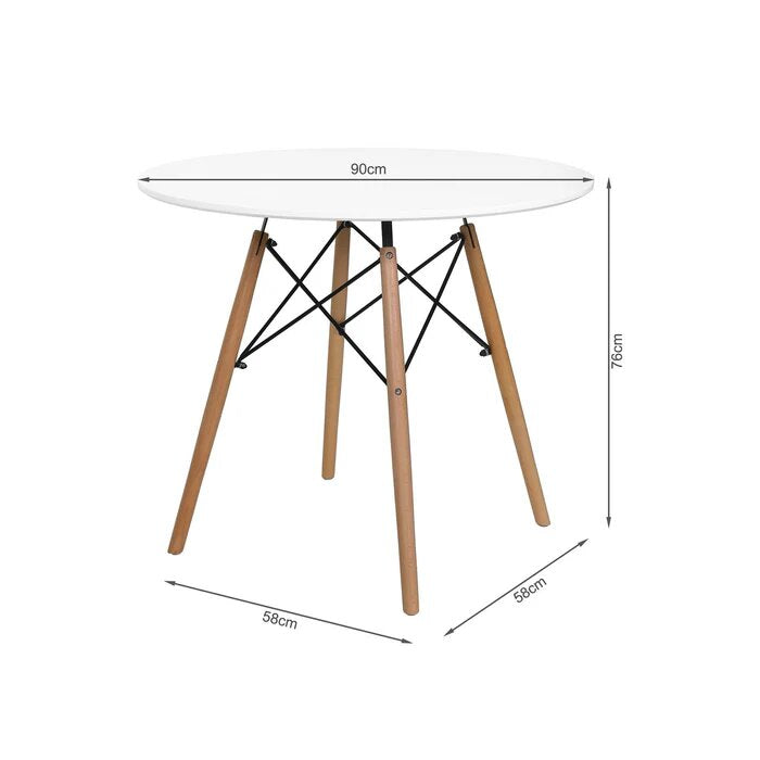 CENA 5 Piece Round Dining Set - White