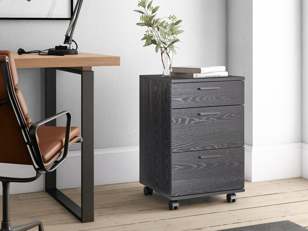 Nakia 3 Drawer Filing Cabinet - Black