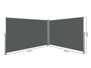 Toughout 1.8m x 3m Double Retractable Side Awning Screen Shade - Grey