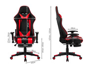 Detroit Gaming Chair with Footrest - Black + Red