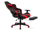 Detroit Gaming Chair with Footrest - Black + Red