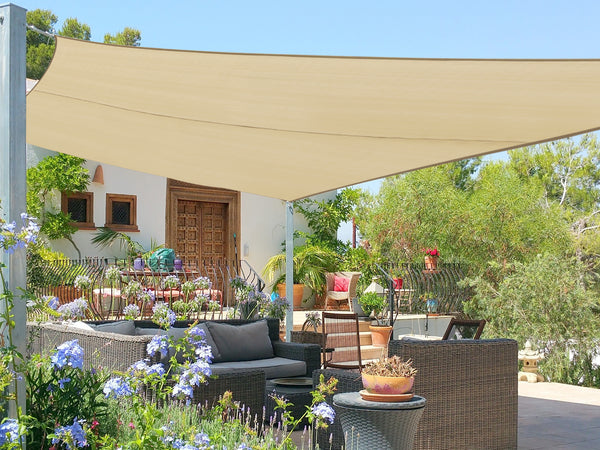 Toughout Kool Rectangle Shade Sail 6m x 8m - Sand