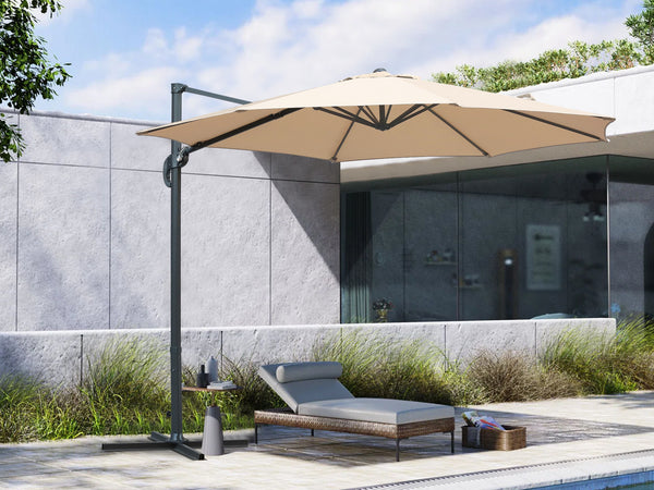 Toughout Totara Outdoor Cantilever Umbrella 3m - Khaki