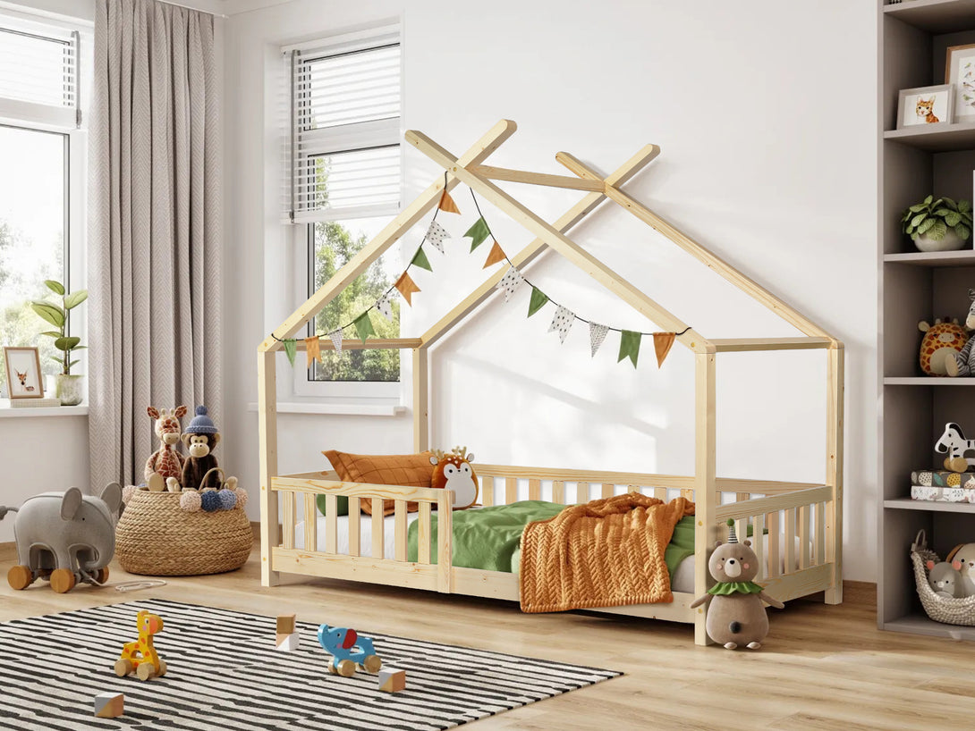Minto Single Wooden House Bed Frame - Oak