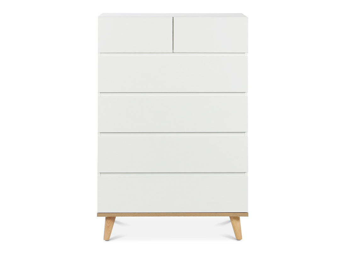 Hudson 6 Drawers Tallboy - White