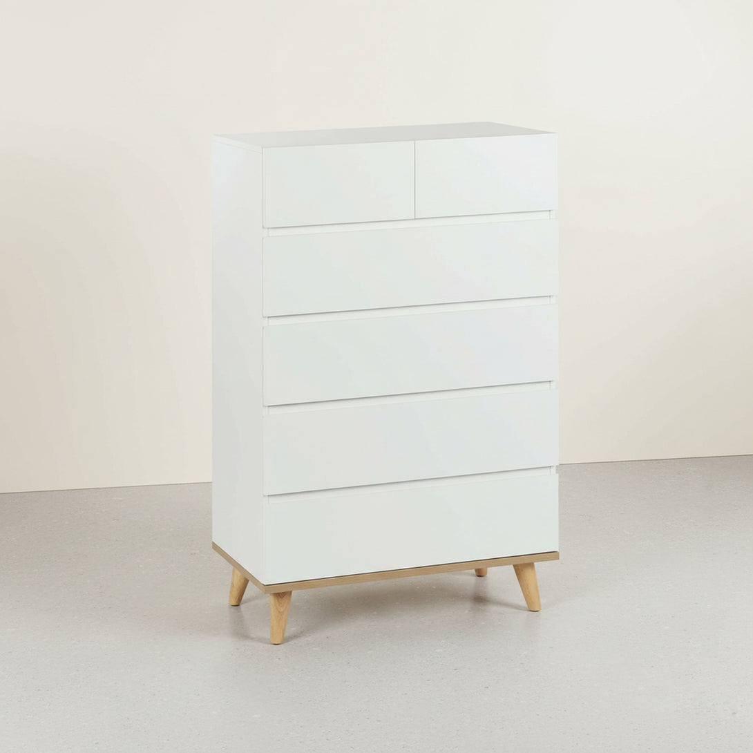 Hudson 6 Drawers Tallboy - White
