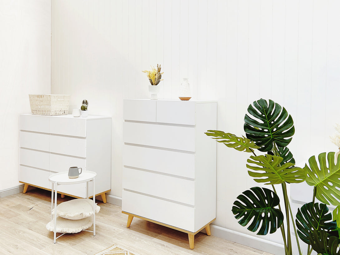 Hudson 6 Drawers Tallboy - White