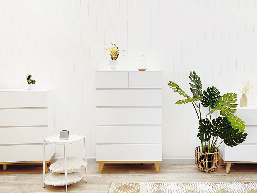 Hudson 6 Drawers Tallboy - White