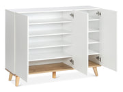 Hudson 3 Door Shoe Cabinet Storage Rack - White