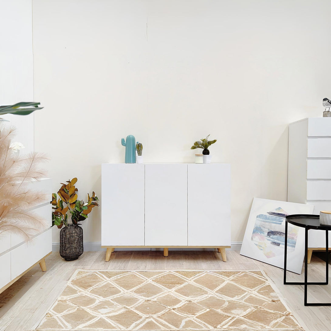 Hudson 3 Door Shoe Cabinet Storage Rack - White