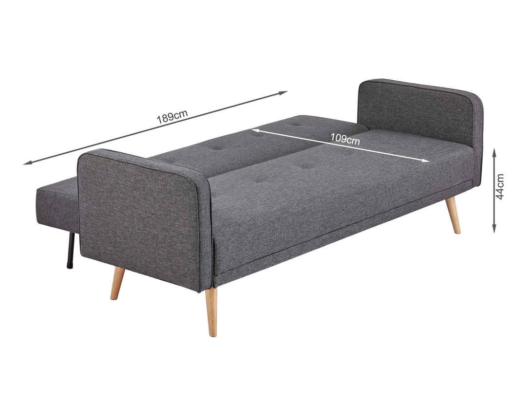 Jarrod 3 Seater Sofa Bed - Dark Grey