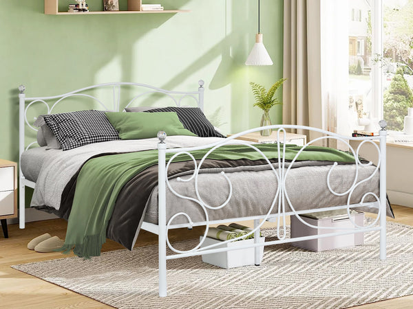 Manaia Queen Metal Bed Frame - White