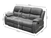 Wilson Manual 3 Seater Recliner Sofa - Grey
