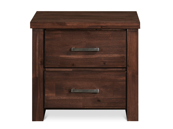 Hensley Solid Acacia Wood Bedside Table - Rain Oak
