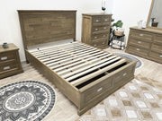 Hadley Solid Wood Queen Bed Frame with Storage - Emerland Grey