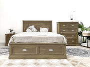 Hadley Solid Wood Queen Bed Frame with Storage - Emerland Grey
