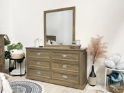 Hadley Solid Wood 6 Drawer Dresser with Mirror - Emerland Grey
