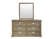 Hadley Solid Wood 6 Drawer Dresser with Mirror - Emerland Grey