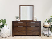 Jarvis Solid Wood 6 Drawer Dresser with Mirror - Caramel
