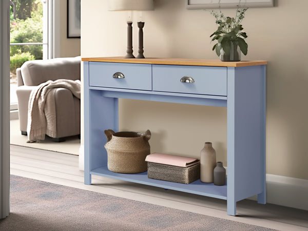 Atlas Wooden Console Table - Blue Grey