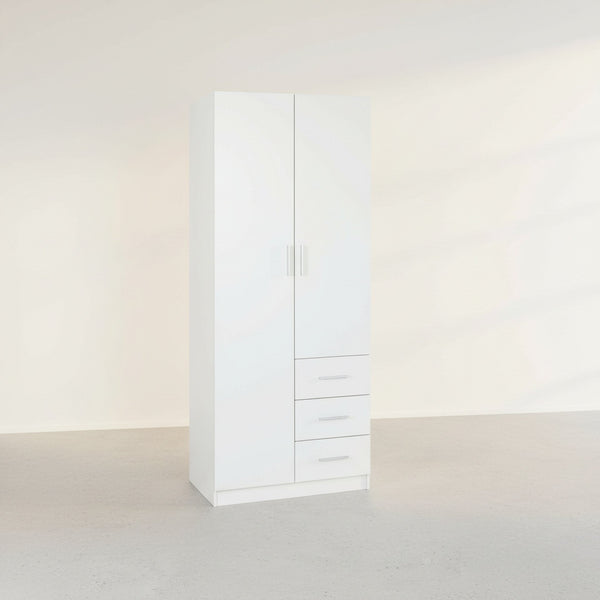 Tongass 2 Door Wardrobe with 3 Drawers - White