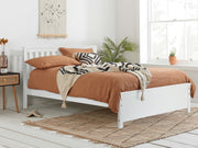 Castor Double Wooden Bed Frame - White