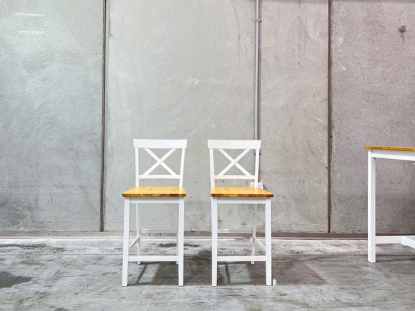 Selena Bar Stool - Set of 2- Oak+White