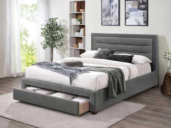 Walter Queen Bed Frame with Storage - Grey