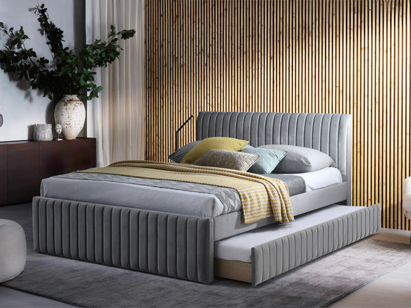 Tasman Queen with Single Trundle Bed Frame - Grey