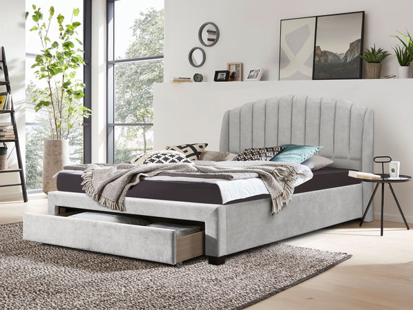 Barney Queen Bed Frame With Storage - Light Grey