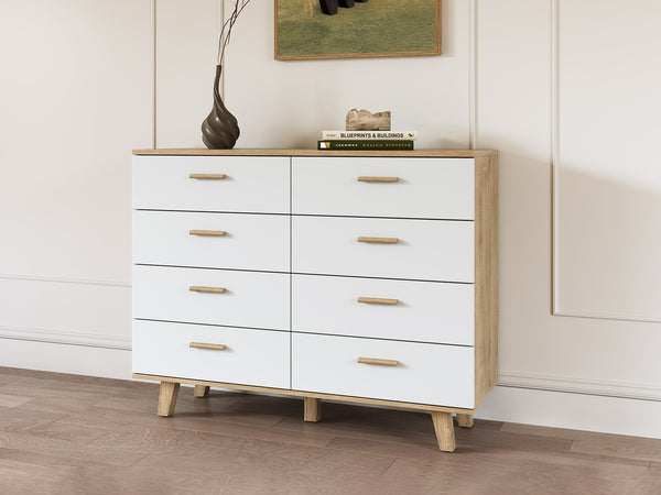 Alton Low Boy 8 Drawers - Natural + White