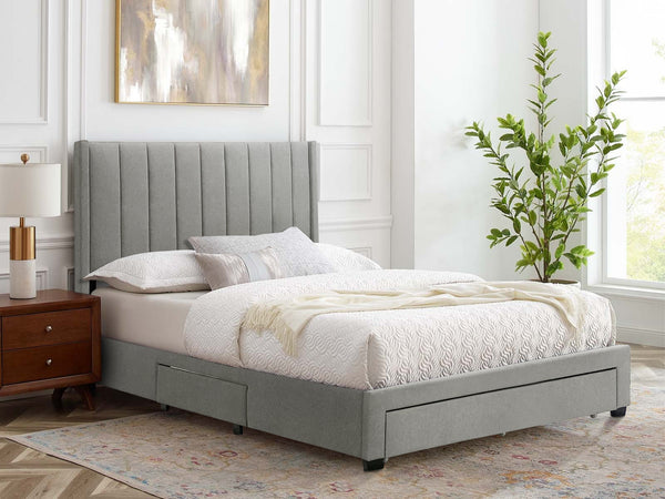 Hopkins Super King Bed Frame with Storage - Light Grey