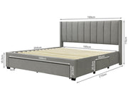 Hopkins Super King Bed Frame with Storage - Light Grey